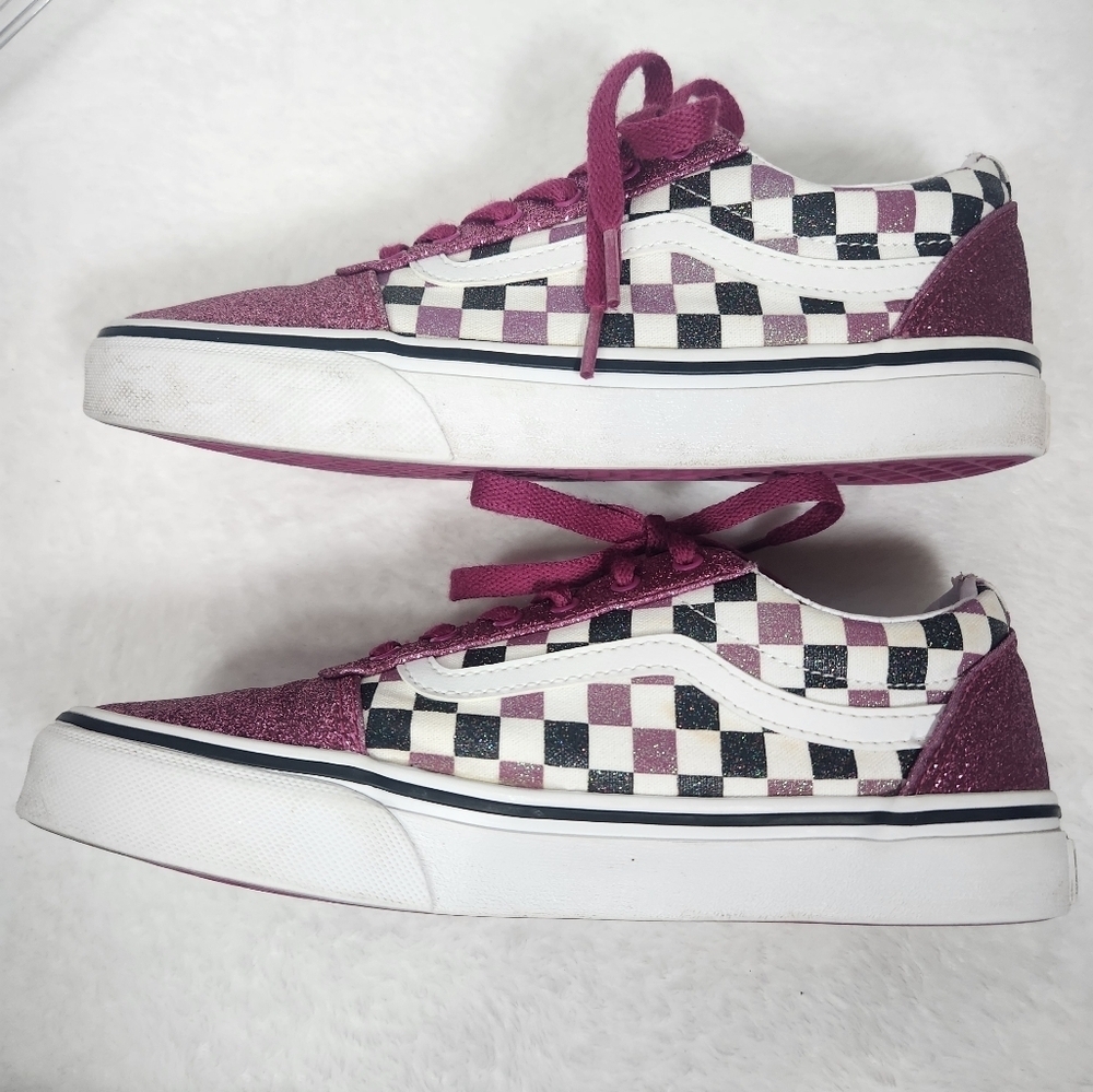 Vans Kids Sneakers - Pink and Black Checkered Size 4.5 - Picture 8 of 10